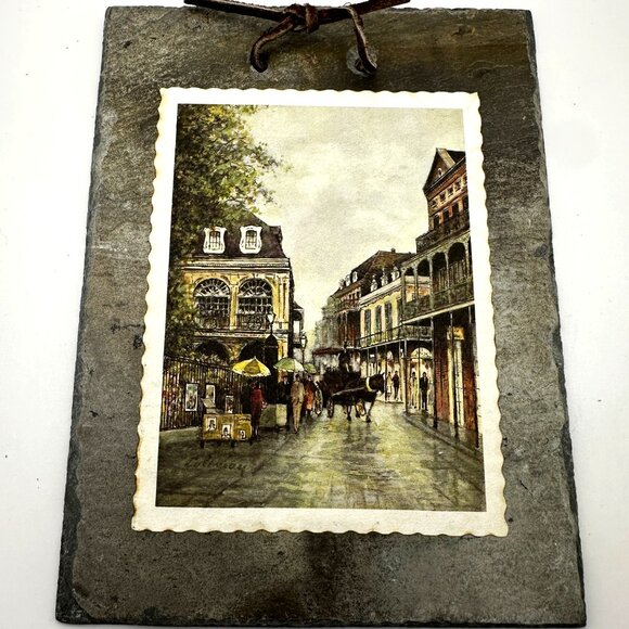 VTG 3 piece New Orleans French Quarter roofing slate art 8 X6” wall plaques - Picture 3 of 10